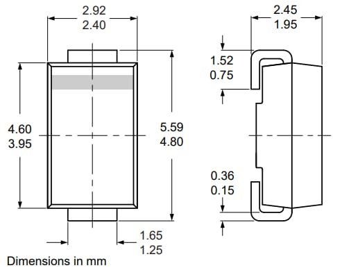 Mechanical Drawing - Nexperia MURS160A Ultrafast Recovery Rectifier